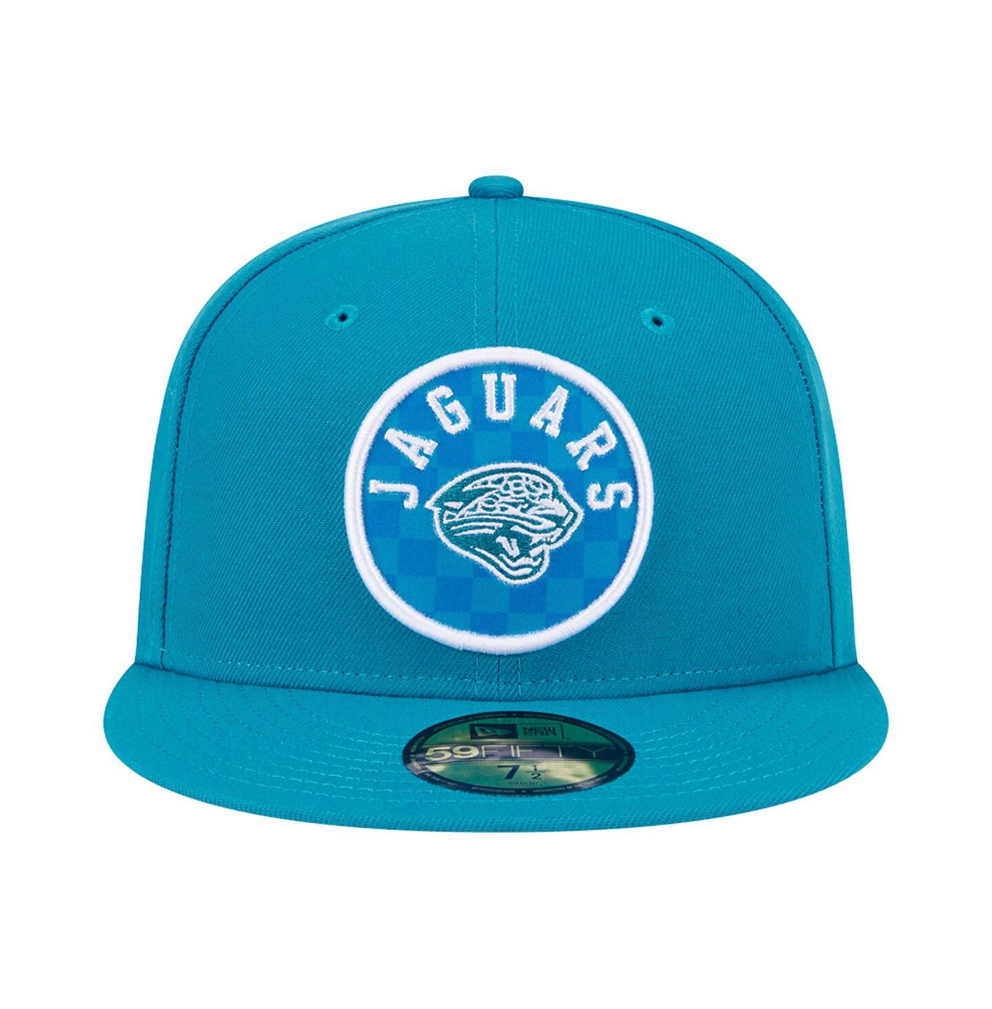 Мужская кепка New Era Teal Jacksonville Jaguars Checkered 59FIFTY Fitted Hat — фото 3