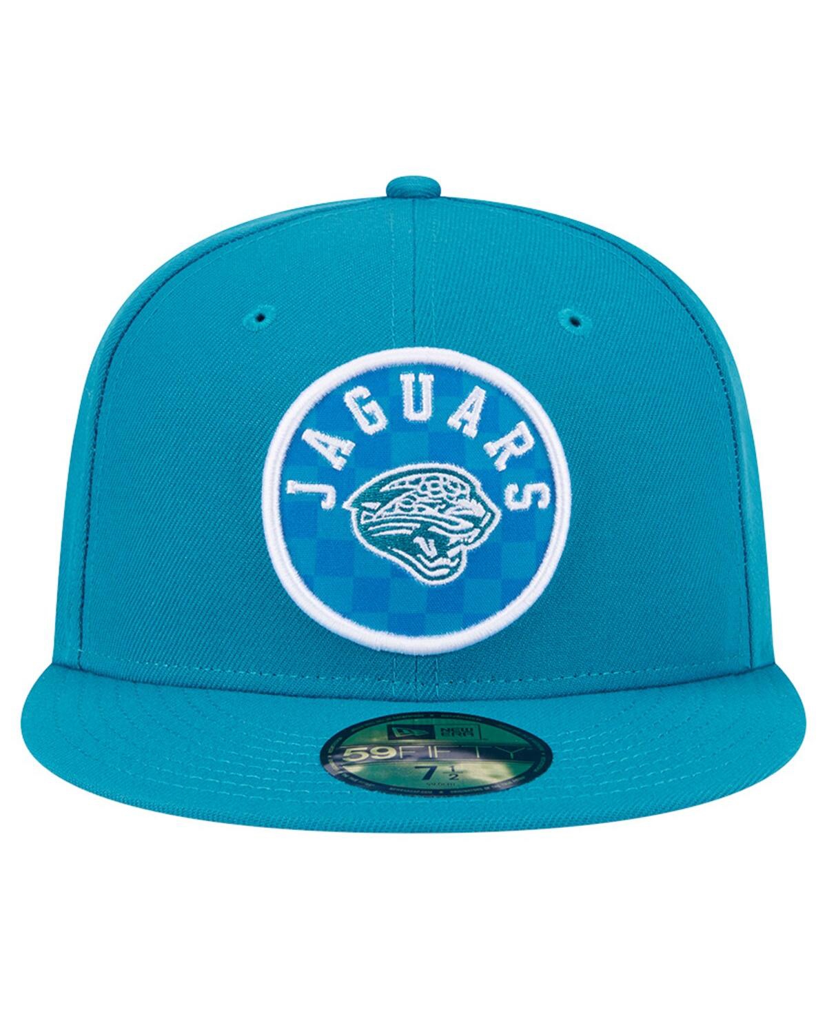 Shop New Era Men's Teal Jacksonville Jaguars Checkered 59fifty Fitted Hat