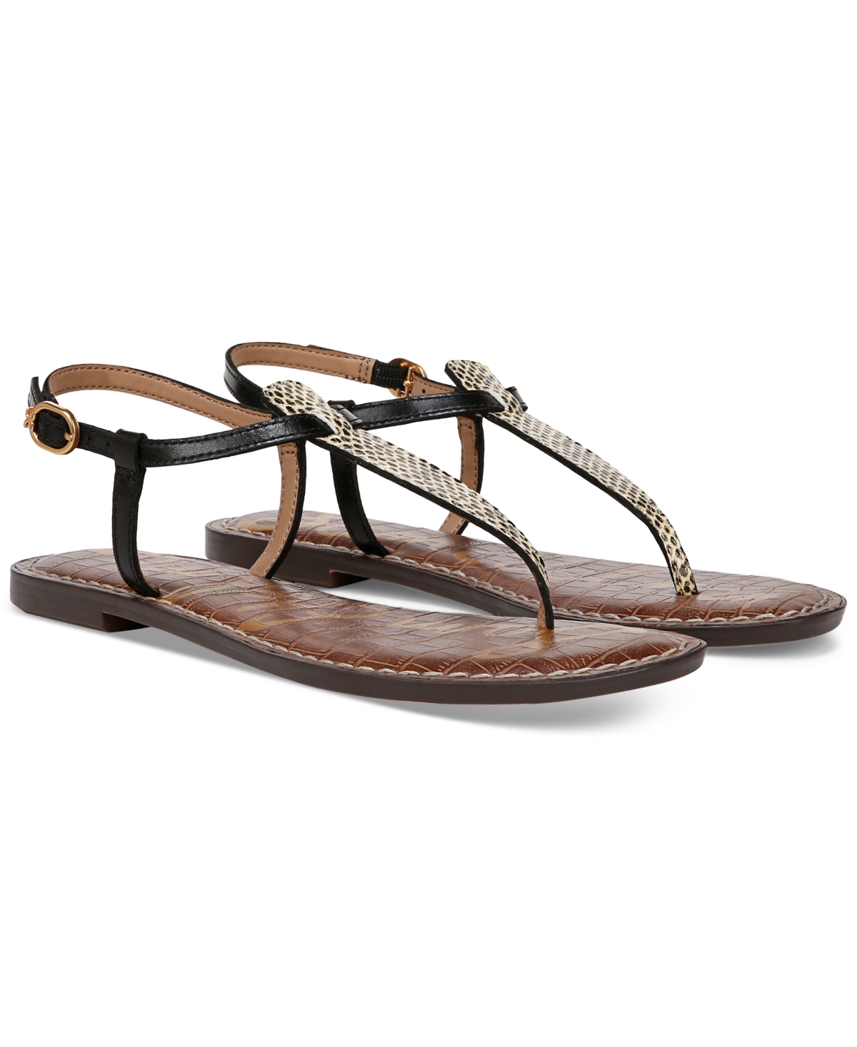 Sam Edelman Women's Gigi T-strap Flat Sandals In Wheat Multi Leather