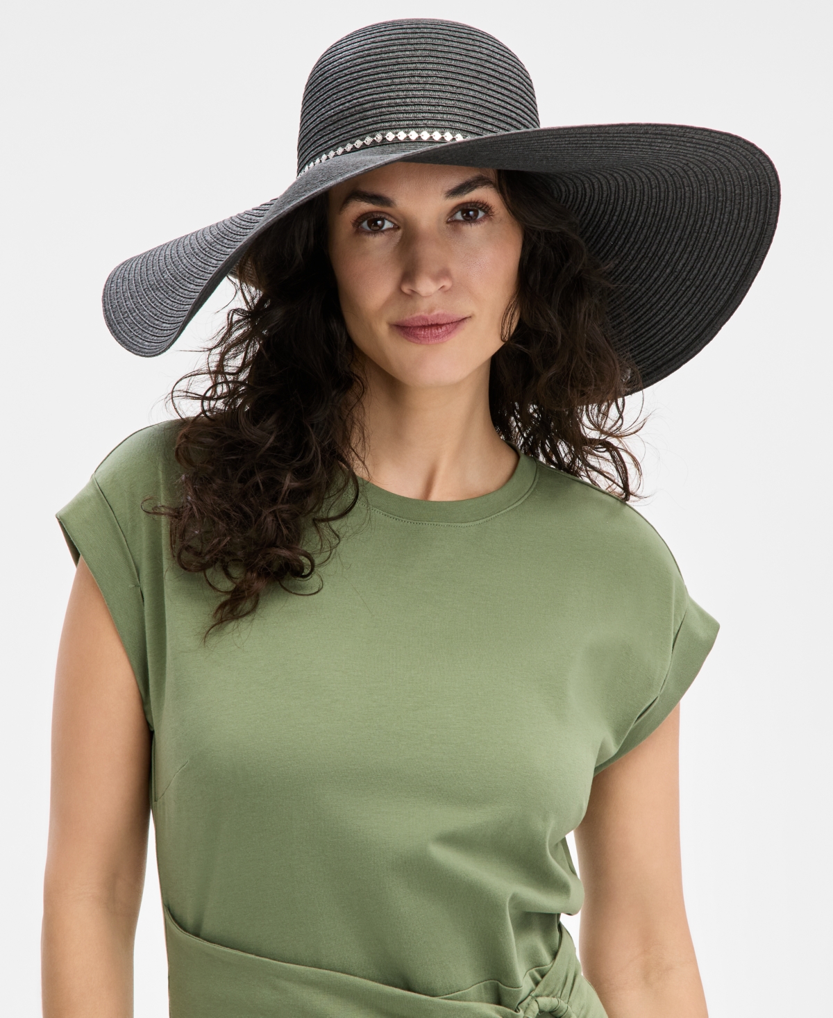 Oversized Embellished Floppy Hat, Exclusively at Macy's - Black