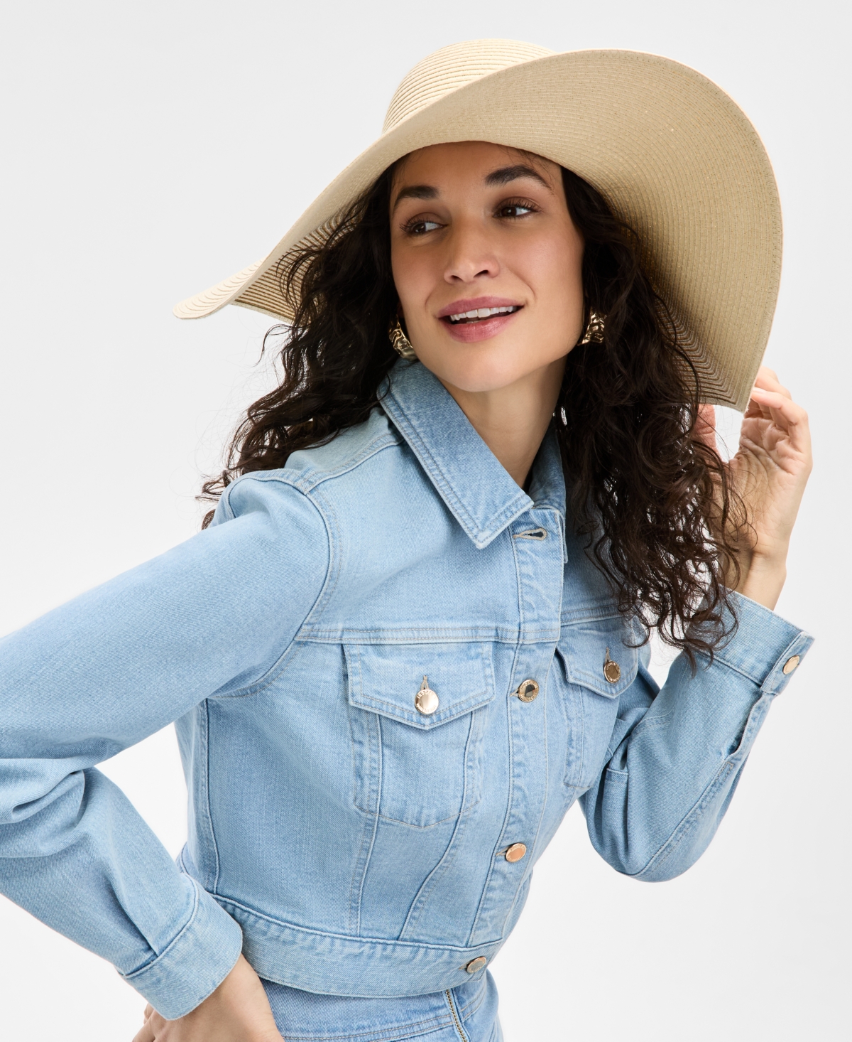 Oversized Embellished Floppy Hat, Exclusively at Macy's - Black