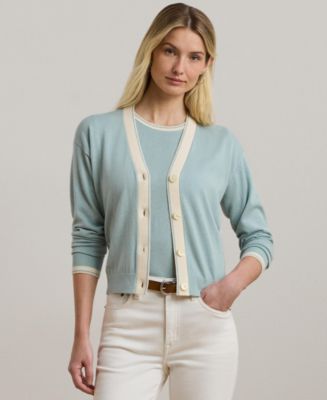 Lauren Ralph Lauren Women's Two-Tone Cotton-Blend Cardigan