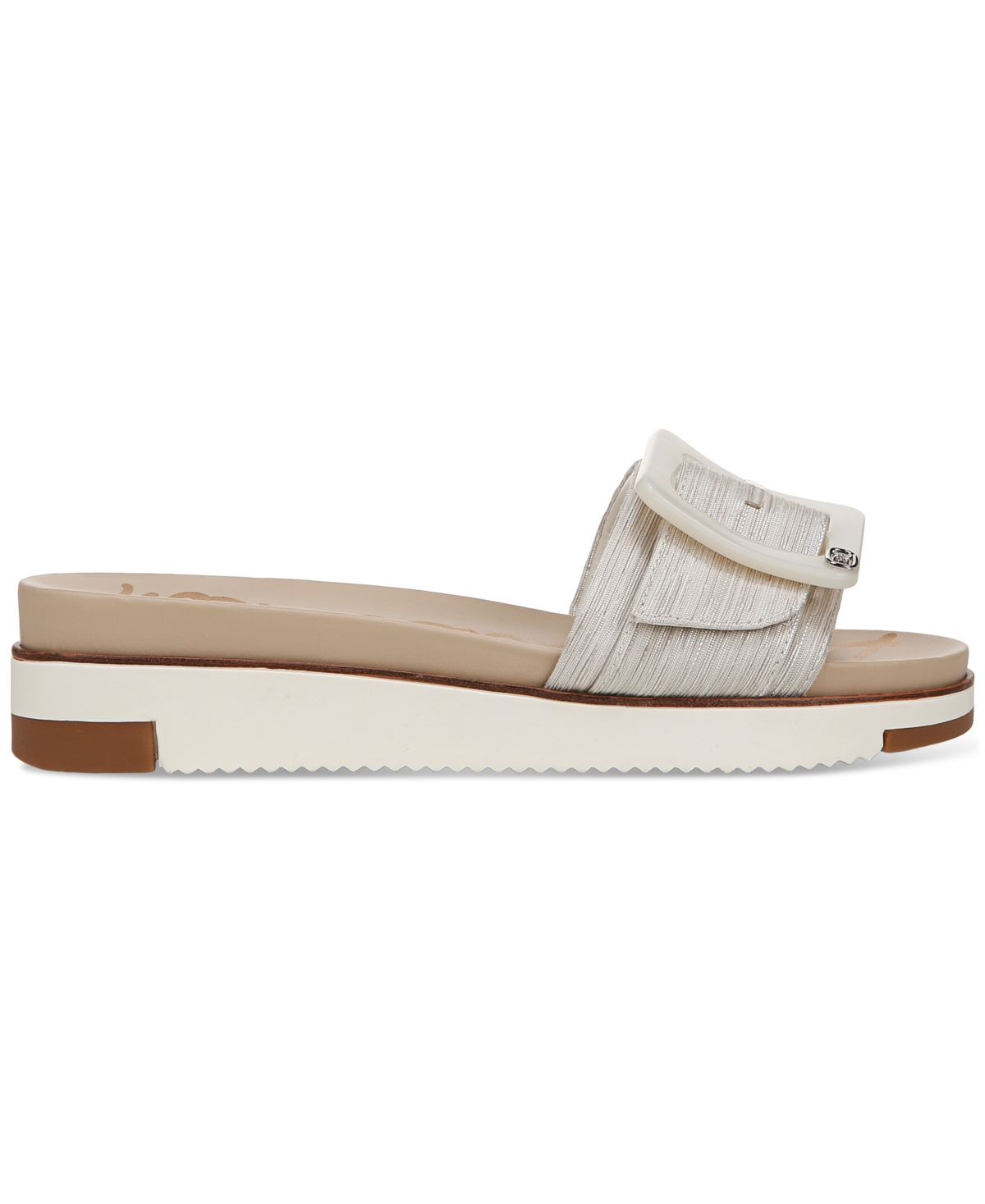 Sam Edelman Women's Ariane Platform Buckle Slide Sandals In Silver Fabric
