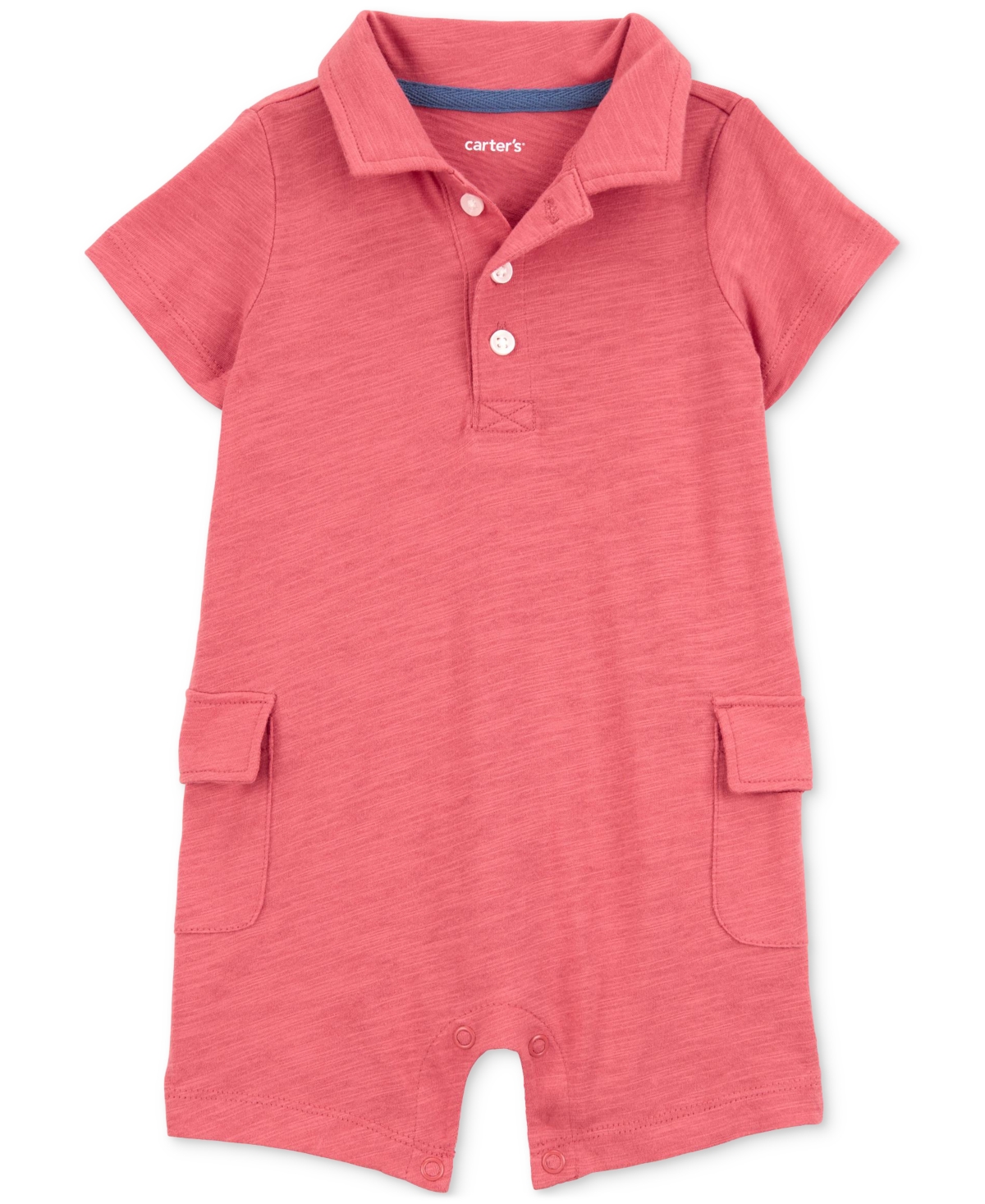 Carter's Baby Boys Polo Cotton Cargo Romper In Red