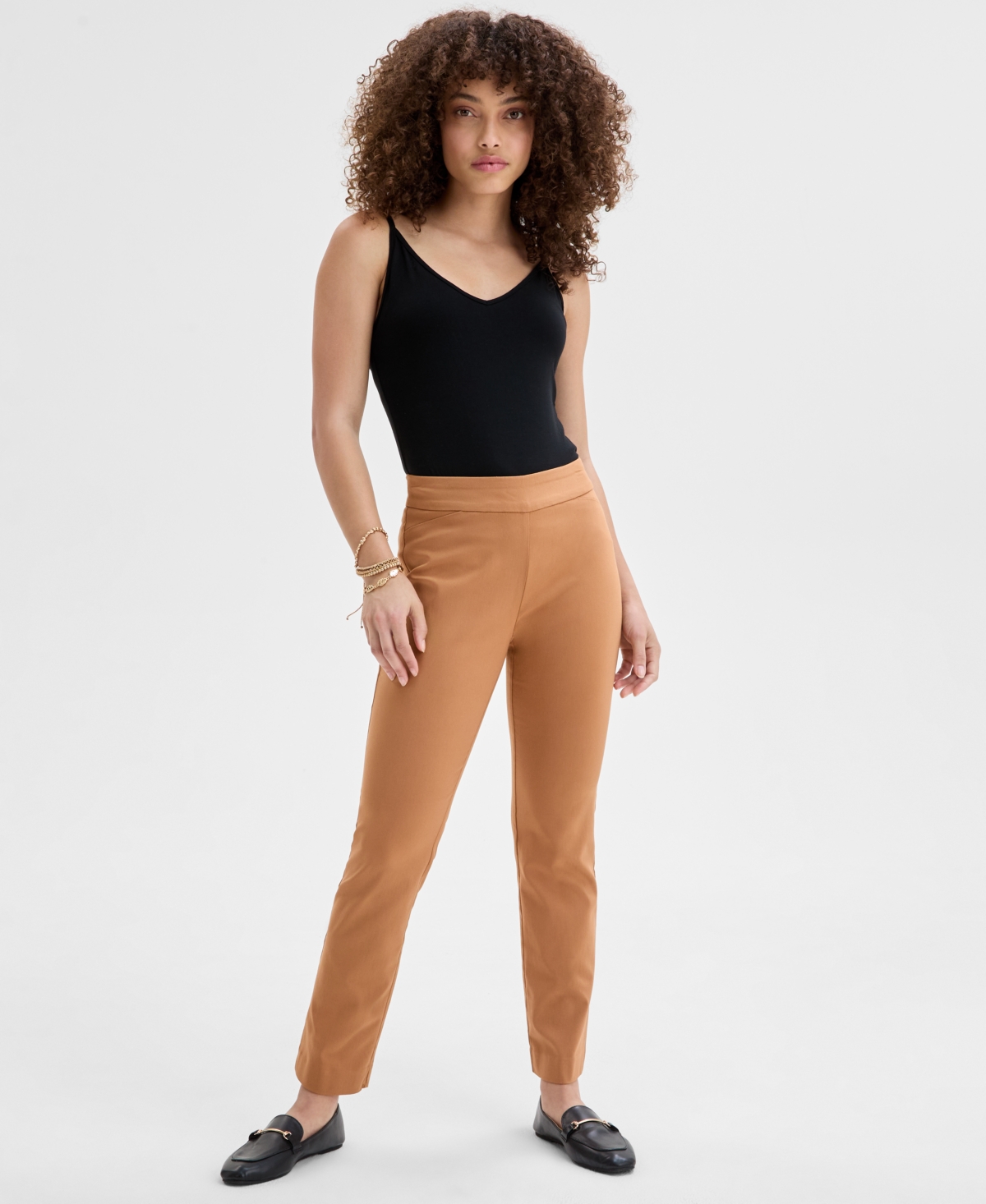 JM COLLECTION PETITE TUMMY-CONTROL CAMBRIDGE STRETCH SLIM-LEG PANTS, CREATED FOR MACY'S 