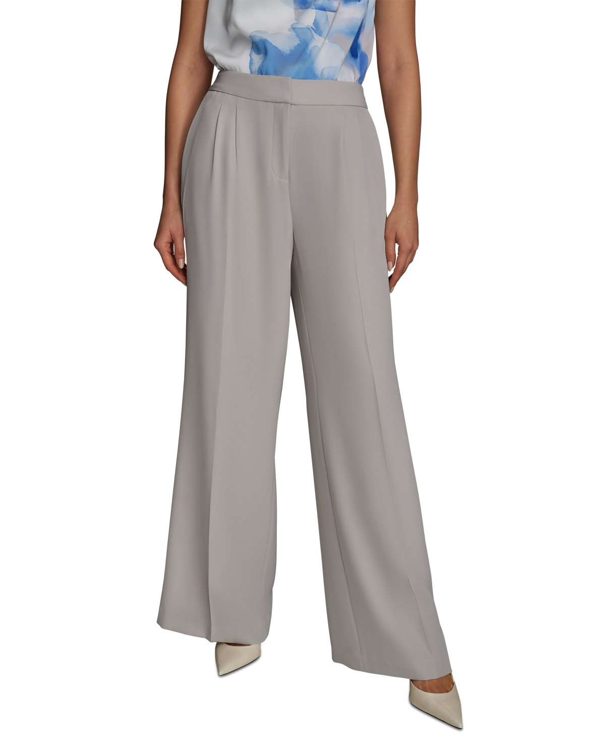 Petite Mid-Rise Wide-Leg Pants - Clay