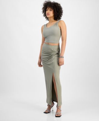 GUESS - Women's Aimee Embellished Side-Drape Maxi Skirt