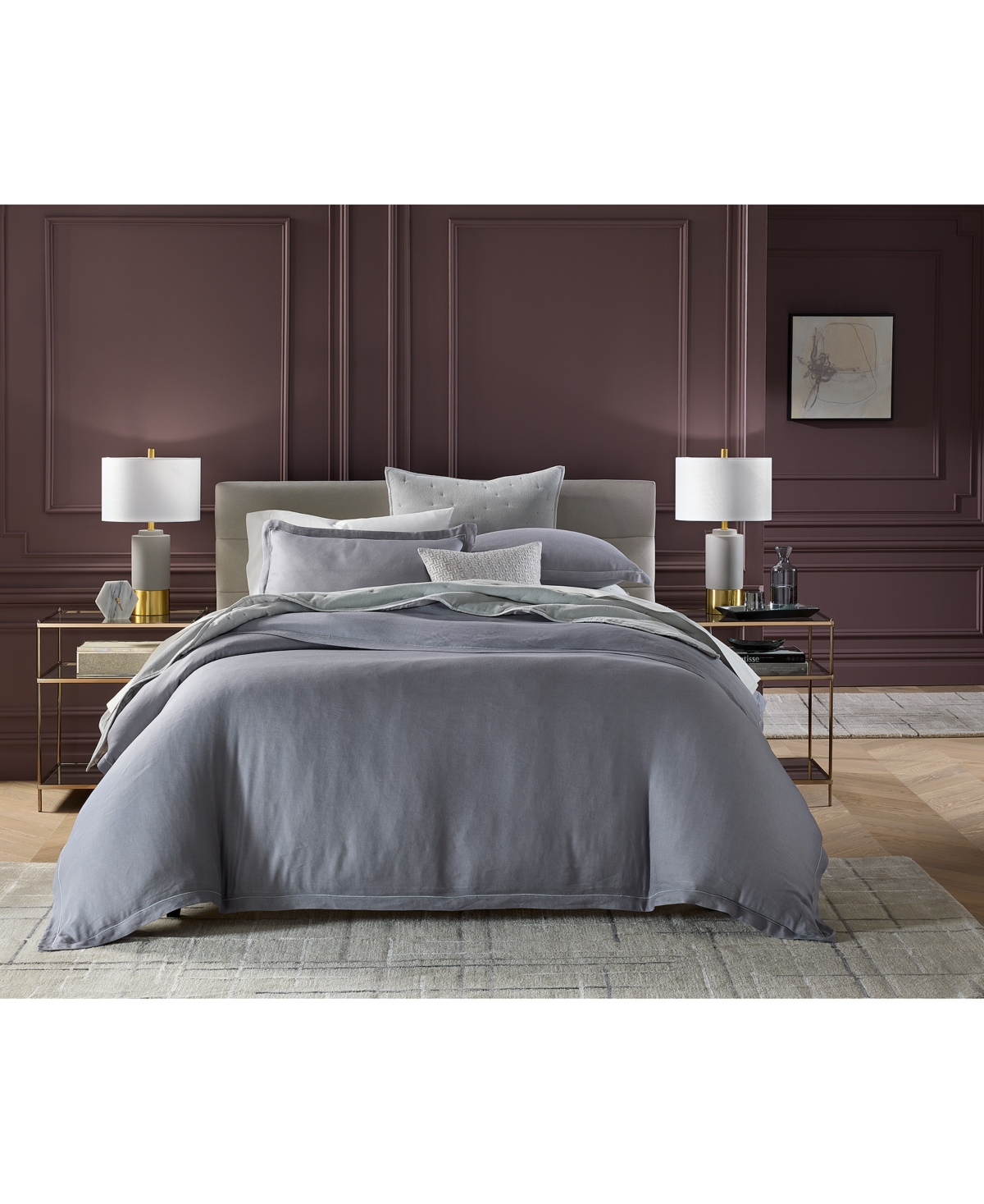 Hotel Collection Linen/modal Blend 3-pc. Duvet Cover Set, King, Exclusively At Macy's In Slate
