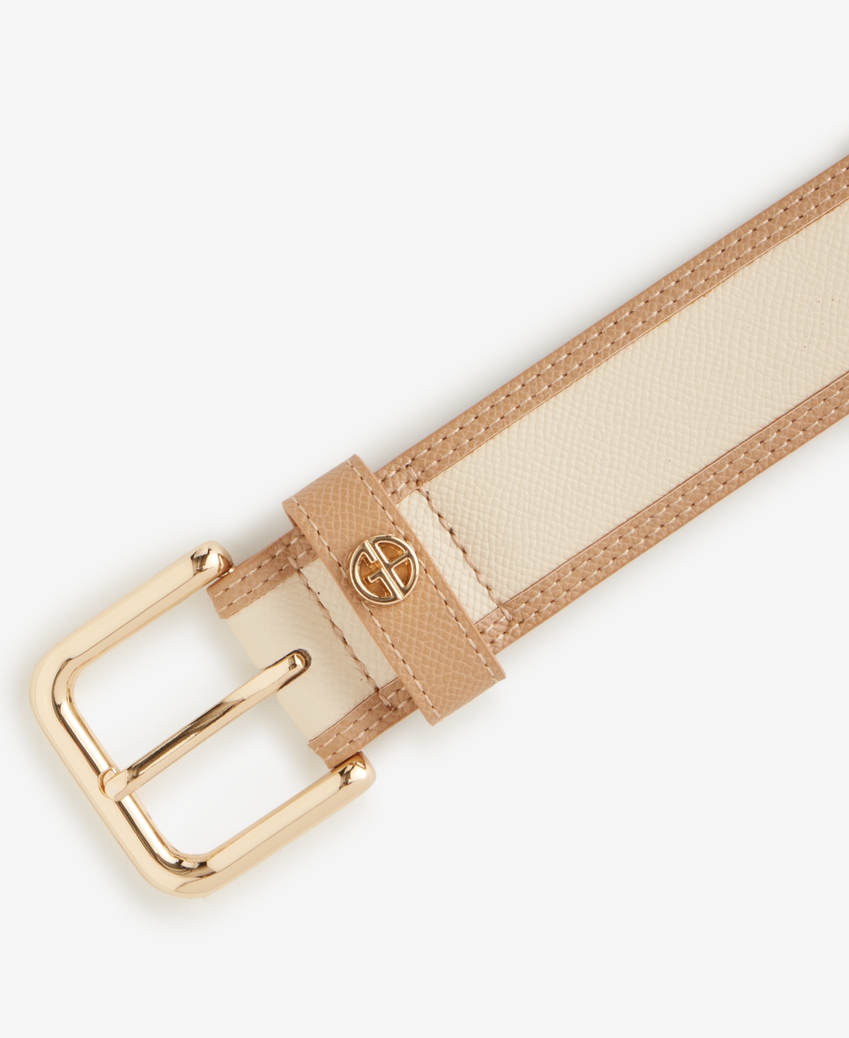 Giani Bernini Edge-stitch-trim Pant Belt, Exclusively At Macy's In Natural