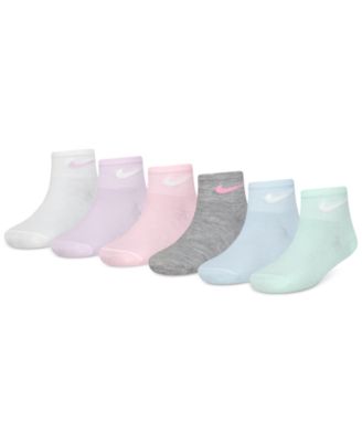 Nike - Little Girls Metallic Swoosh Logo Quarter Socks, Pack of 6