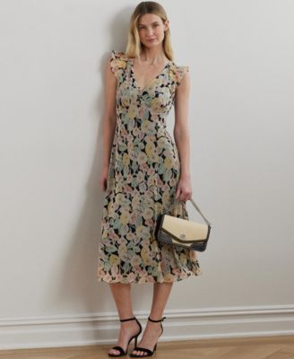 送料関税込【LAUREN RALPH LAUREN】FLORAL ETTE DRESS Lauren Ralph Lauren Floral Tie Waist Georgette Gown | Nordstrom