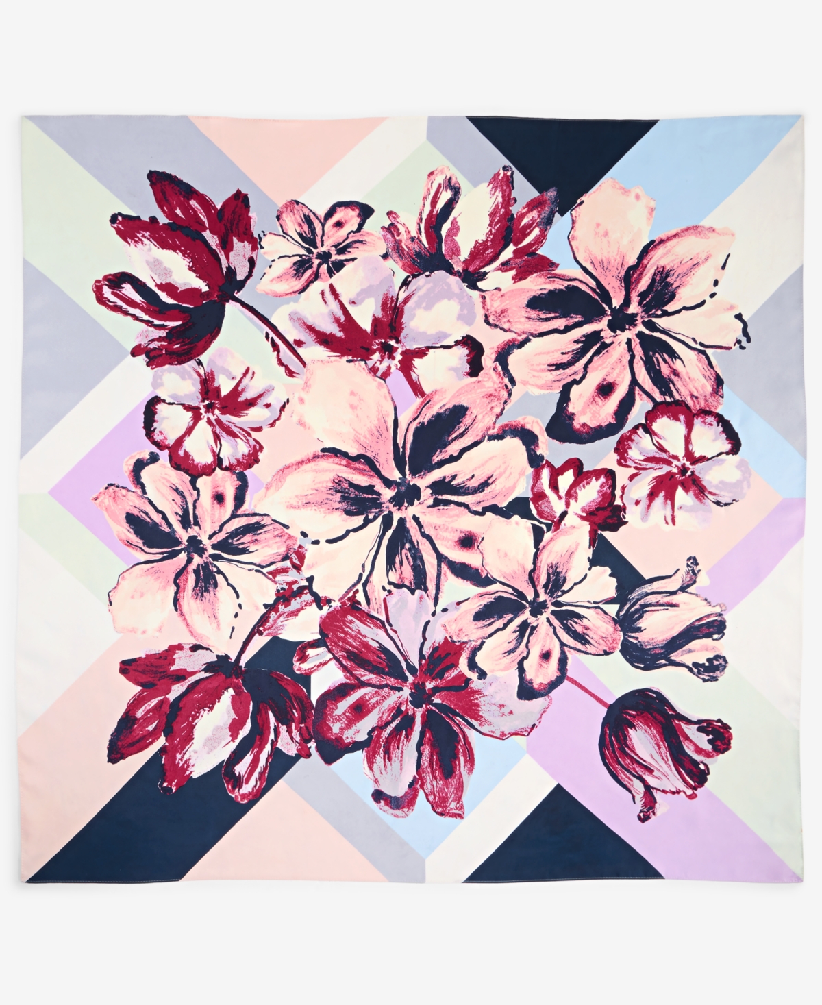 Geo Floral Square Scarf, Exclusively at Macy's - Blue