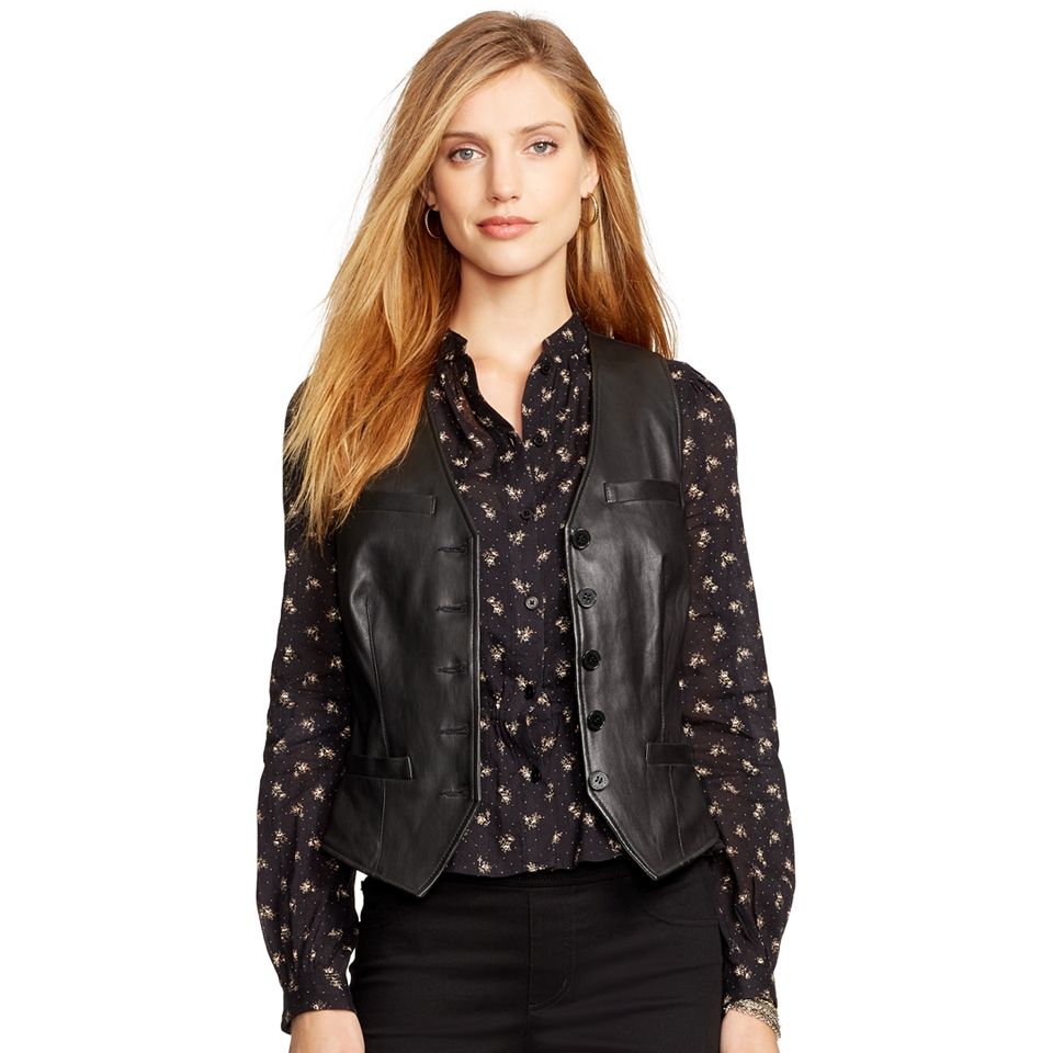 Lauren Ralph Lauren Leather Vest   Jackets & Blazers   Women