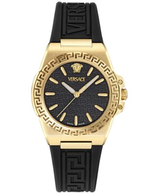 Versace - Women's Swiss Greca Reaction Black Polyurethane Strap Watch 38mm