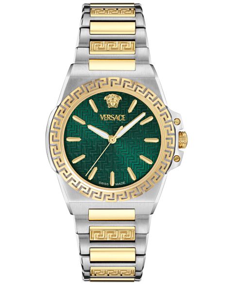 Женские часы Versace Swiss Greca Reaction Two-Tone Stainless Steel Bracelet Watch 38mm