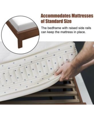 Bed Frame Platform Slat High Headboard Bedroom with Rubber Wood Leg