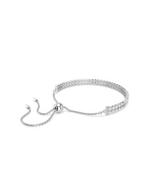 Matrix Round Cut White Rhodium Plated Tennis Bracelet
