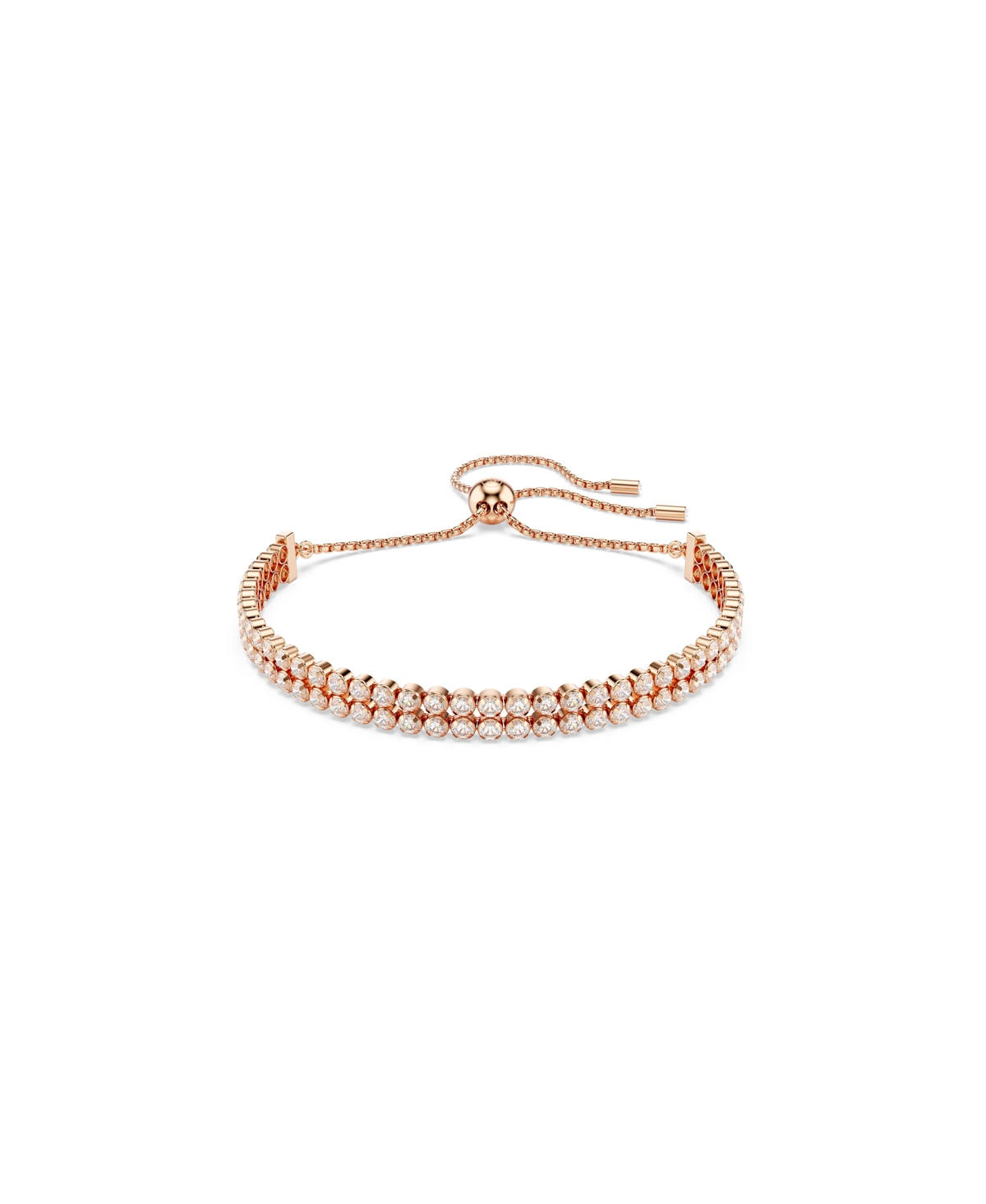 Swarovski Matrix Round Cut White Rose Gold-tone Plated Tennis Bracelet In Rose Gold