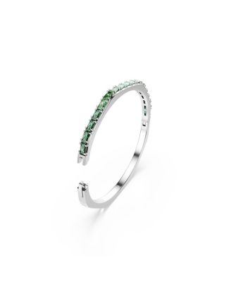 Matrix Baguette Cut Green Rhodium Plated Bangle Bracelet