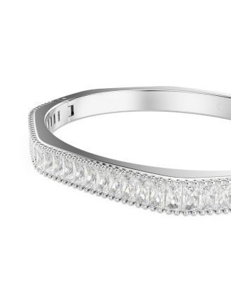 Matrix Baguette Cut White Rhodium Plated Bangle Bracelet
