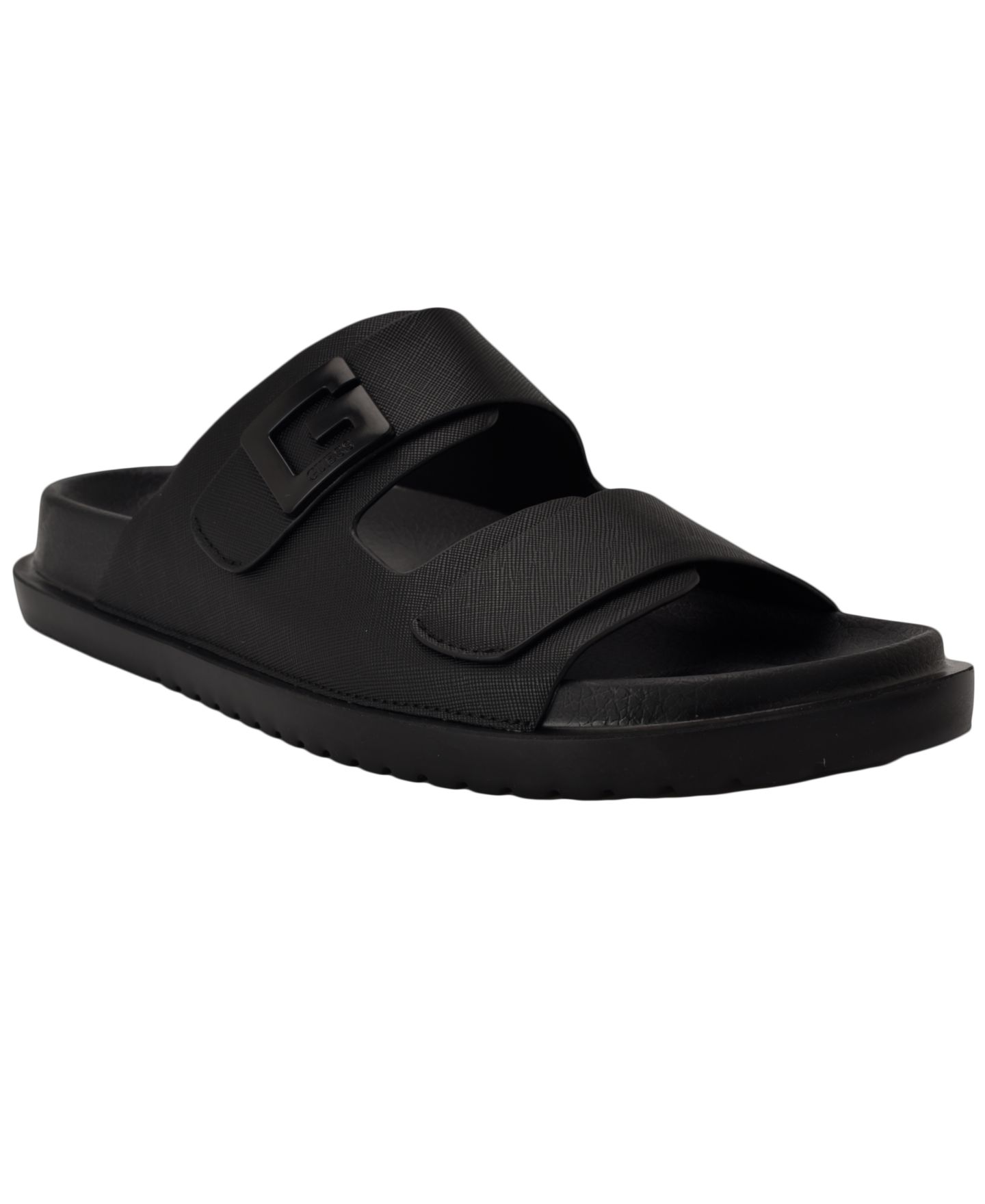 Мужские сандалии GUESS Vugon Branded Slip On Fashion, цвет: Чёрный — фото 1