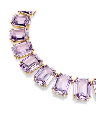 Millenia Octagon Cut Purple Gold-Tone Plated Tennis Necklace