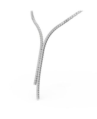 Matrix Round Cut White Rhodium Plated Y Necklace