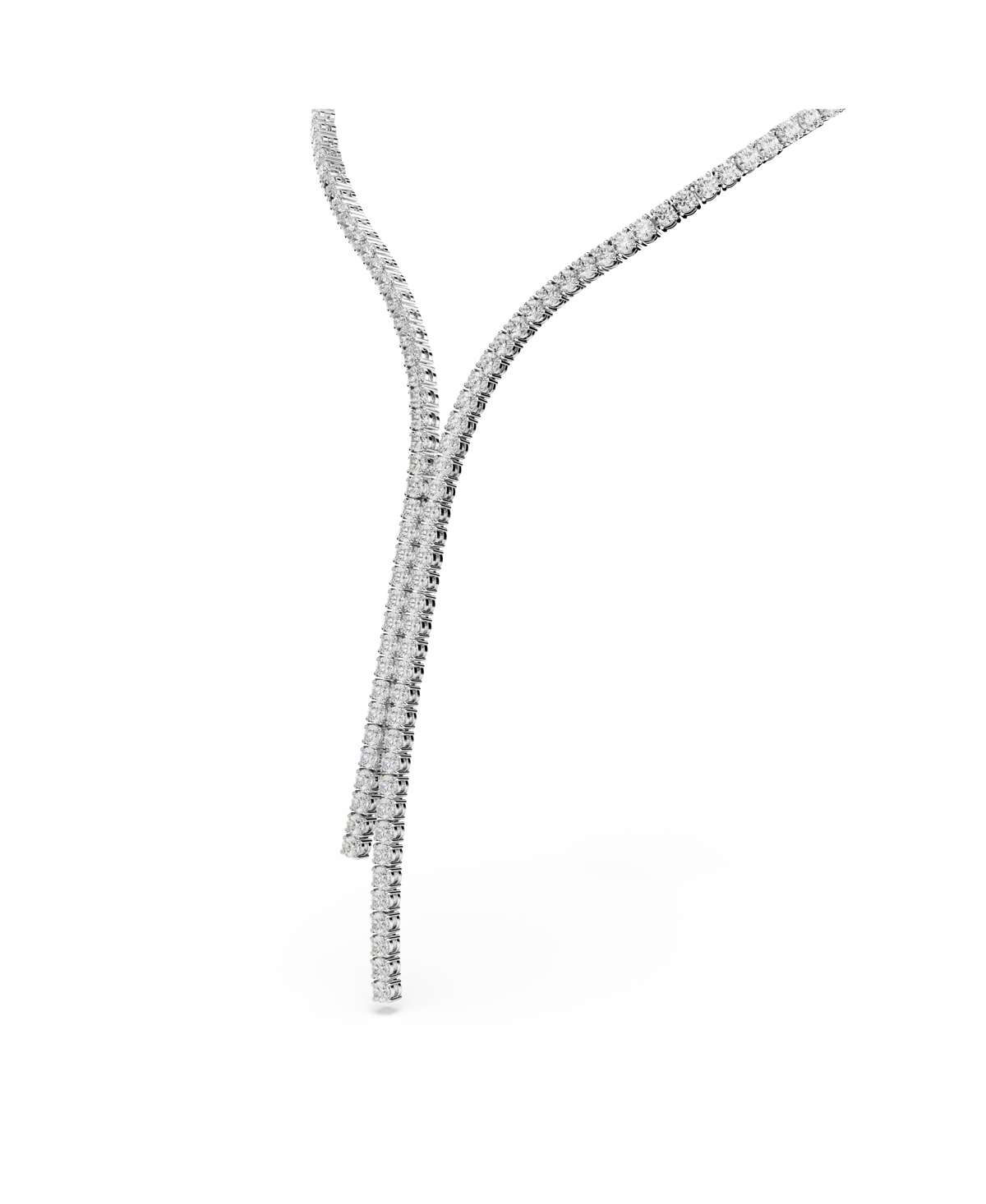 SWAROVSKI MATRIX ROUND CUT WHITE RHODIUM PLATED Y NECKLACE 