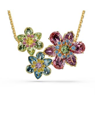 Idyllia Mixed Cuts Flower Gold-Tone Plated Pendant Necklace