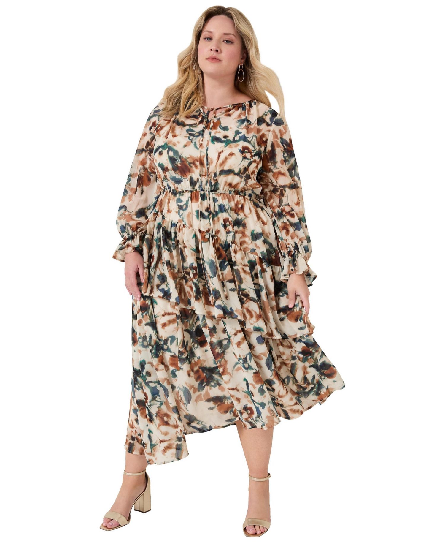 Women's June and Vie Tiered Pleated Midi Dress
