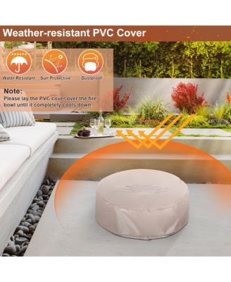 7PCS Patio Rattan Wicker Furniture Set Gas Fire Pit Table Sofa Cushion