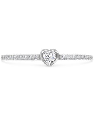Macy's - Cubic Zirconia Heart Accent Ring (1/2 ct. t.w.) in Sterling Silver