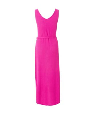 Women's V Neck Maxi Dress With Tie Belt Detail
