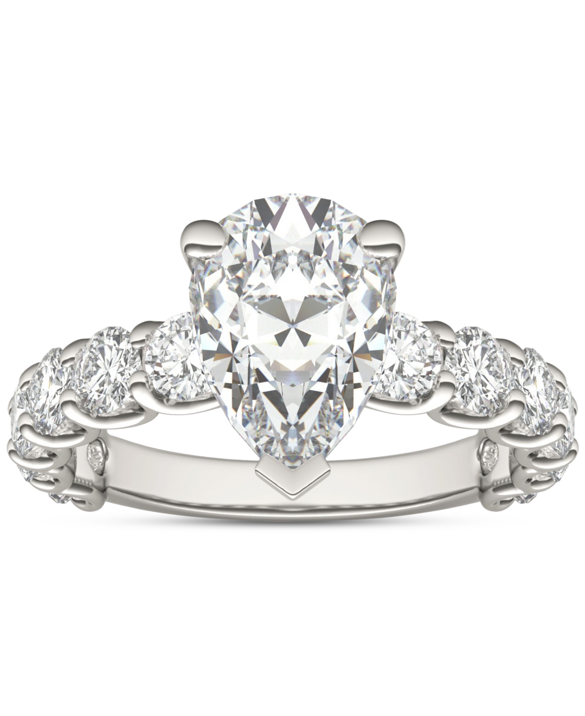Charles & Colvard Moissanite Solitaire & Trellis-set Side Stone Ring (3-1/2 Ct. T.w.) In 14k White Gold In 14k White Gold