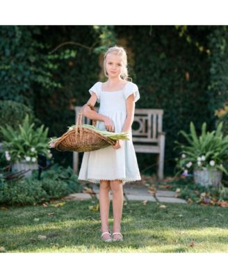 Toddler Girls Sateen Cap Sleeve Special Occasion Smocked Flower Dress