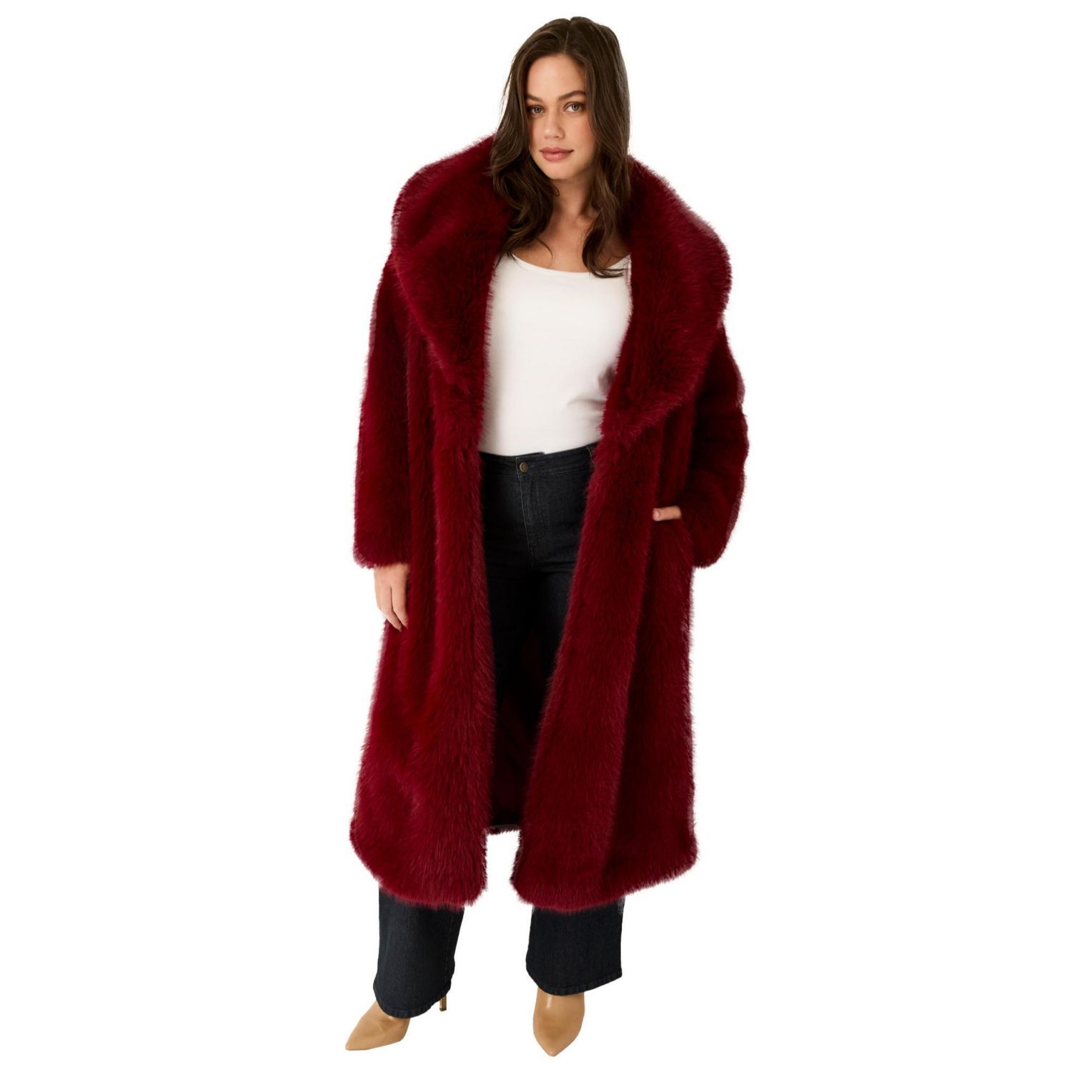 Women's June and Vie Shaggy Faux Fur Coat