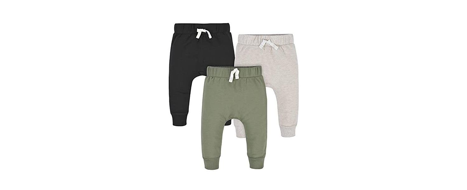 Baby Boys Green and Black Premium Joggers, 3-Pack