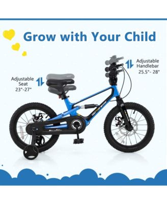 16 Inch Children Bicycle with Training Wheels & Double Disc Brakes Adjustable Seat Magnesium Alloy