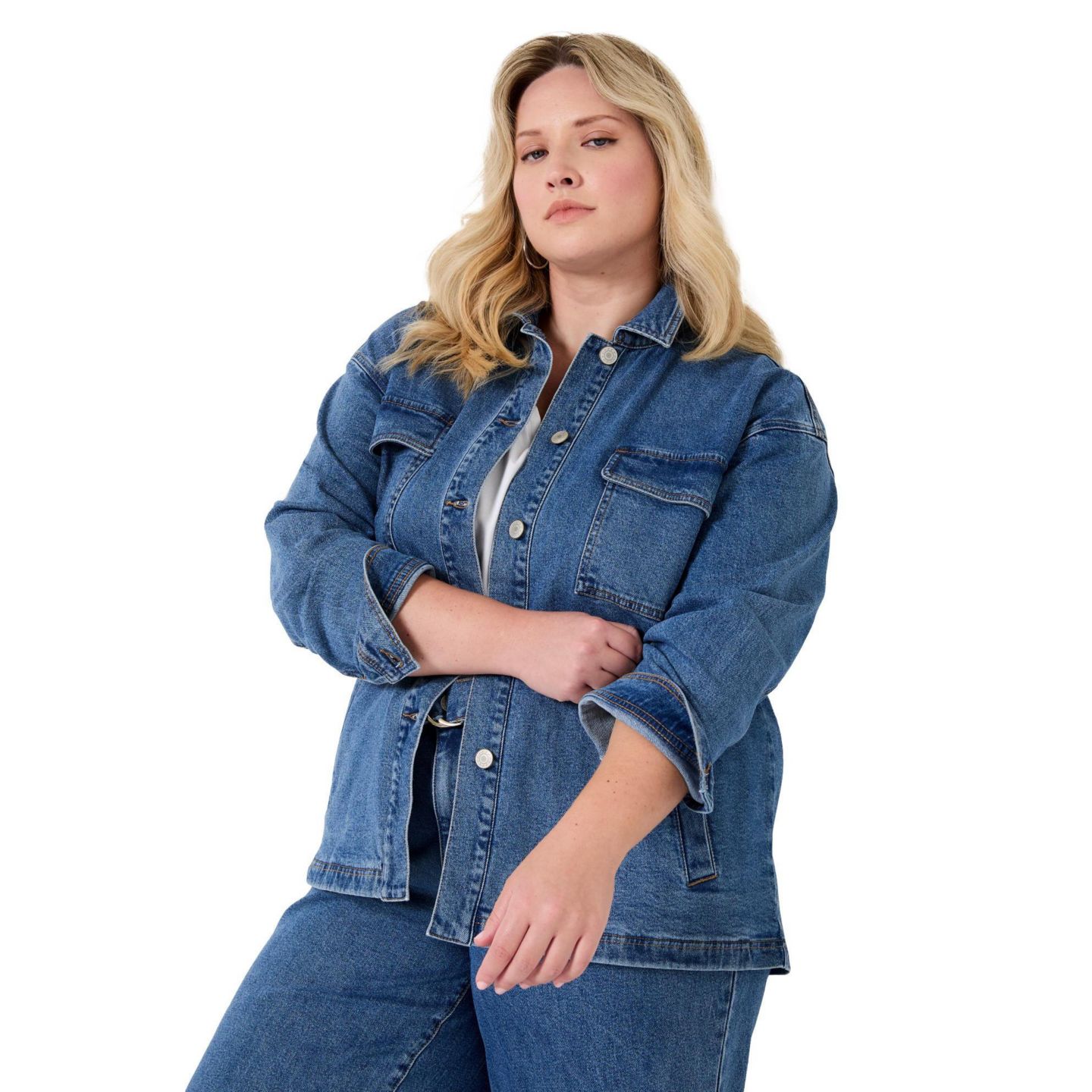Женские пальто June & Vie Denim Utility Jacket & coats, цвет: Винтажная средняя варка — фото 1