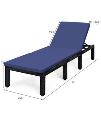 2PCS Patio Rattan Lounge Chair Chaise Recliner Adjust