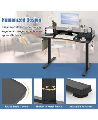 48"x 24" Electric Standing Desk with 2 Drawers Monitor Stand Storage Shelf