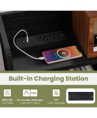 Computer Desk with Power Outlets, USB Ports, and Type-C for Convenient Charging and Workspace Organization