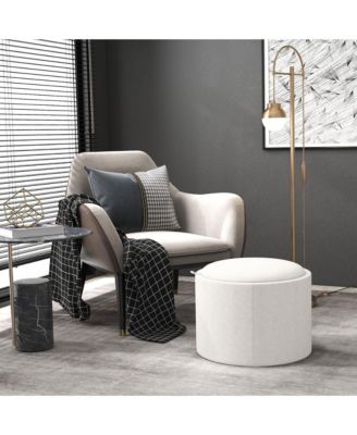 Round Storage Ottoman Table with Flip Top Tray,