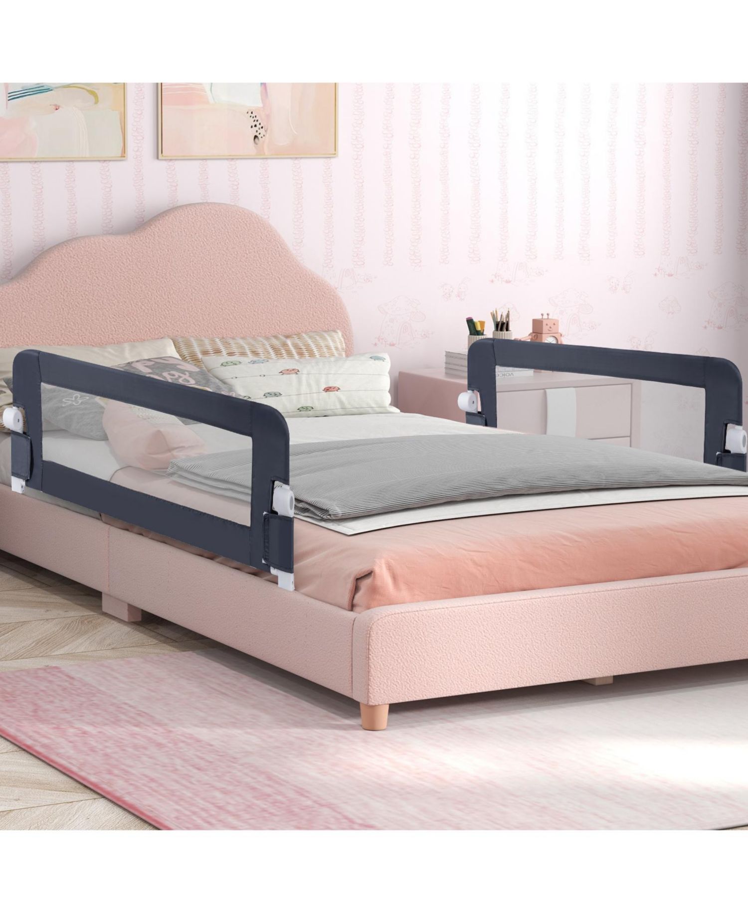 Foldable Baby Bed Rail with Swing Down Feature Toddler Bed Guard Safety Barrier