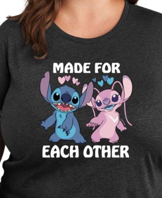 Hybird Apparel Plus Size Stitch Valentine's Day Made For Each Other Graphic Crew Neck T-Shirt