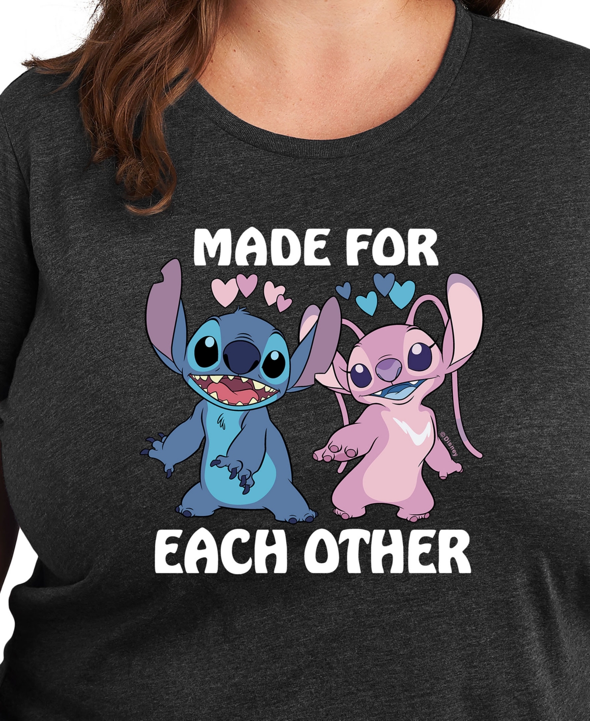 Hybrid Apparel Hybird Apparel Plus Size Stitch Valentine's Day Made For Each Other Graphic Crew Neck T-shirt In Grey