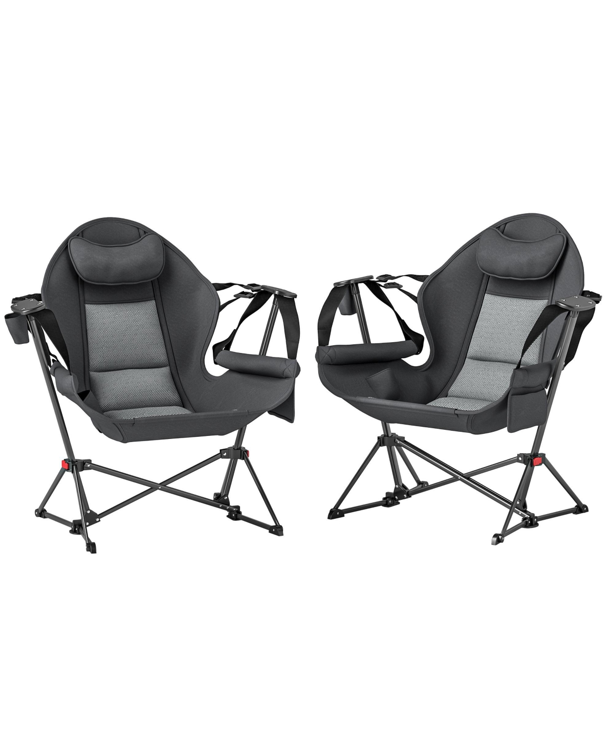 Hammock Camping Chair Set of 2 with Adjustable Back, - Gray