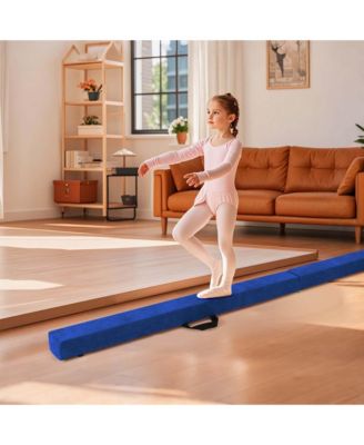 8 FT Folding Gymnastic Beam with Anti-slip Base Pine Wood Frame Carrying Handle