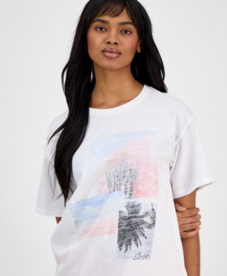 Women's Cotton Crewneck Graphic-Print T-Shirt