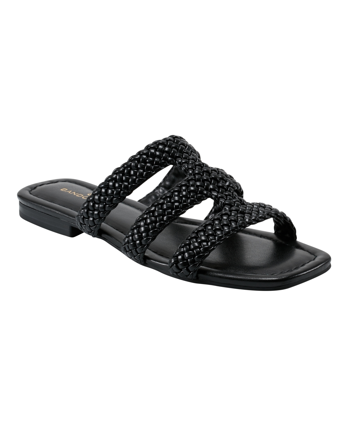 Bandolino Women's Sumer Woven Caged Flat Slide Sandals In Black